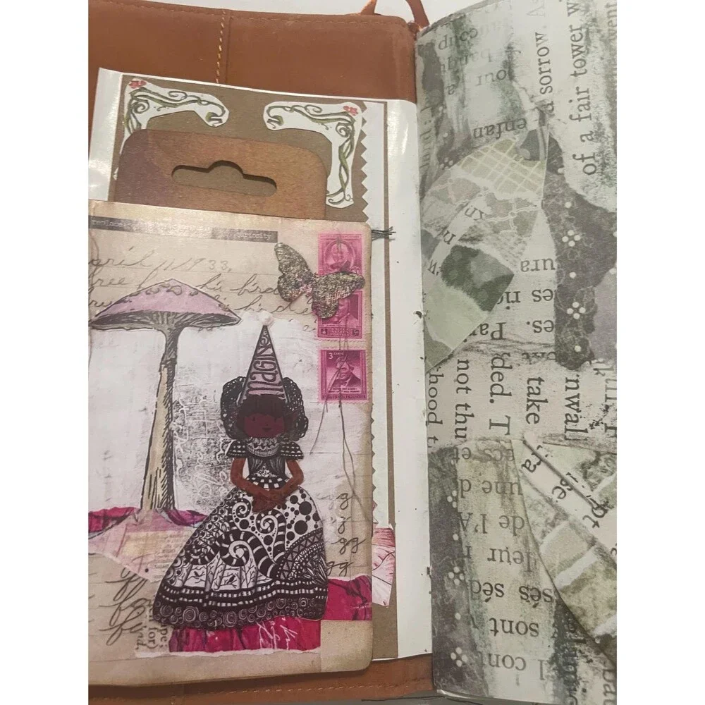 Handmade Junk Journal Asian Textile, Custom Charm, Black/African American